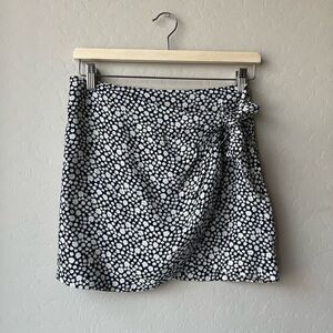 Sezane Skirt Floral Pacome Wrap Daisy  Mini Skirt Navy Blue Size 34